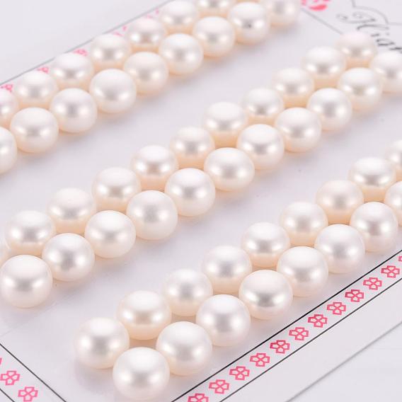 Perlas naturales perlas de agua dulce cultivadas, grado 3 un, medio-perforado, Rondana plana