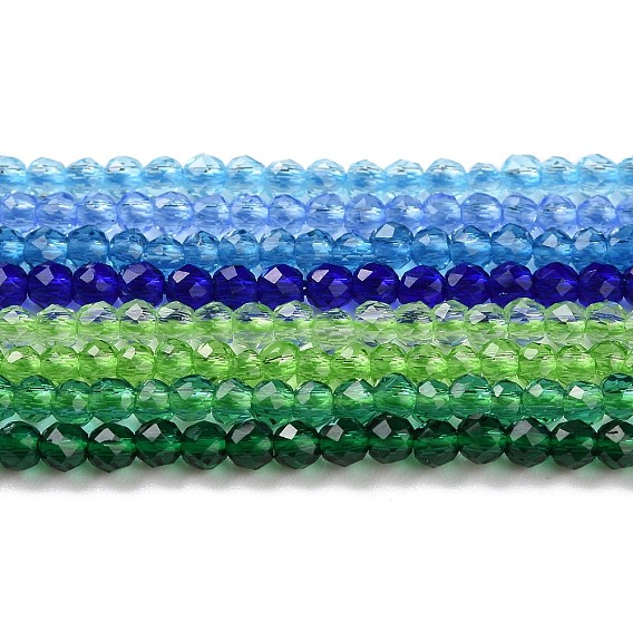 Chapelets de perles en verre transparentes  , ronde à facettes