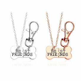 Pet Dog Bone Necklace & Keychain Set for Best Friends - Cute and Stylish Gift Idea!