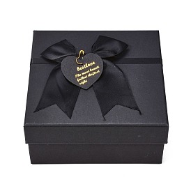Coffrets cadeaux carrés en carton, avec nœud papillon et couvercles, pour l'anniversaire, mariage, douche de bébé
