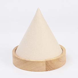 Wood Necklace Displays, with Faux Suede, Cone Shaped Display Stands
