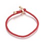Cotton Cord Bracelets, Red String Bracelets, with Brass Finding, Long-Lasting Plated
