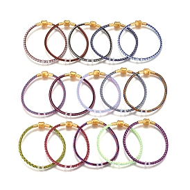 Fabrication de bracelets de style européen en fil d'acier inoxydable tressé, avec perles en silicone et fermoirs en laiton, plaqué longue durée