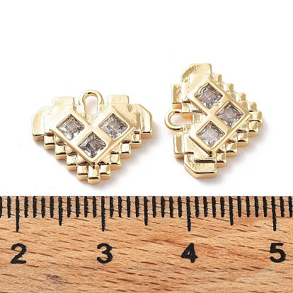 Rack Plating Brass Micro Pave Cubic Zirconia Pendants, Heart Charm