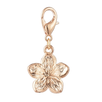 Golden Plated Zinc Alloy Pendants, with Enamel and Lobster Claw Clasps, Flower