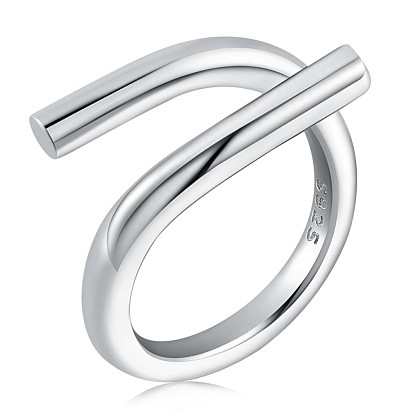 925 anillo de puño abierto con envoltura de alambre de plata esterlina para mujer