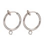 316 Surgical Stainless Steel Clip-on Hoop Earrings, For Non-pierced Ears, with Brass Spring Findings