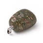 Драгоценный камень подвески, с латунной фурнитурой платинового цвета, самородки