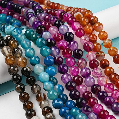 Natural Agate Strands, Dyed, Round