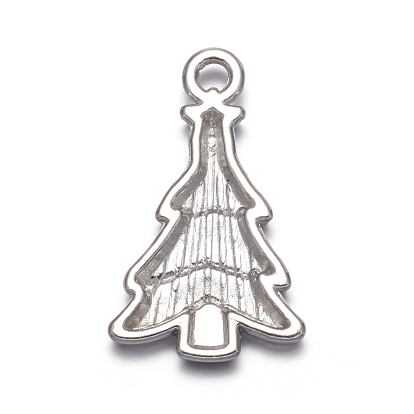 Colgantes de la aleación del esmalte, sin plomo y cadmio, árbol de Navidad, de color platino