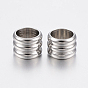201 Stainless Steel Beads, Grooved Beads, Large Hole Beads, Column