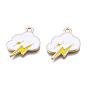 Alloy Pendants, with Enamel, Cadmium Free & Lead Free, Light Gold, Cloud with Lightning