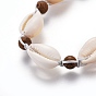 Nylon cordon tressé bracelets de perles, avec des perles de bois et des perles de coquille