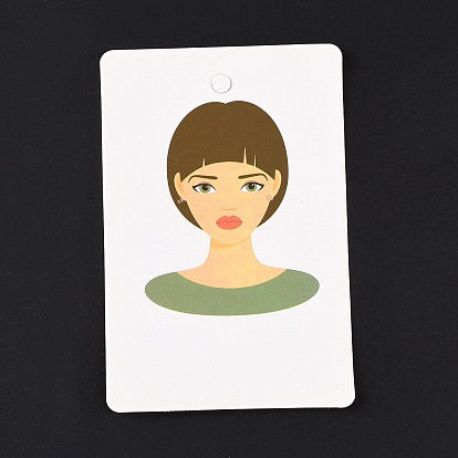 Cartes d'affichage de boucles d'oreilles en papier, cartes de support de boucle d'oreille, rectangle avec motif fille