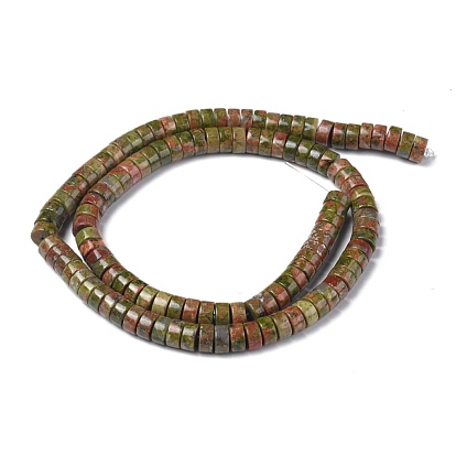 Natural Unakite Bead Strands,  Heishi Beads, Flat Round/Disc