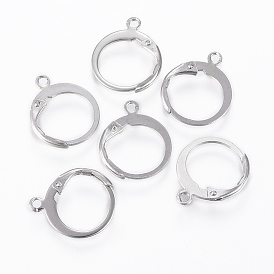 304 Stainless Steel Leverback Earring Findings, with Loop