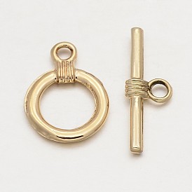 Alloy Toggle Clasps, Long-Lasting Plated, Ring: 20x15x2mm, Hole: 2.5mm, Bar: 26x9x3mm, Hole: 3mm