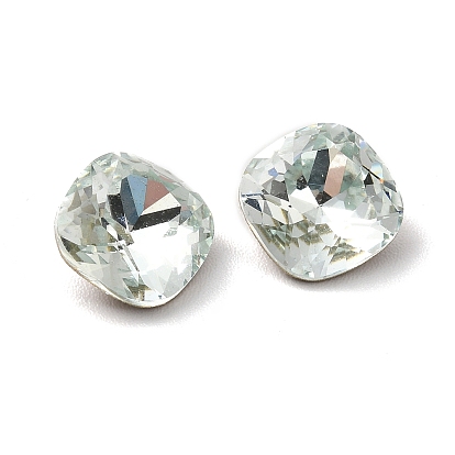 Faceted K9 Glass Rhinestone Cabochons, Pointed Back & Back Plated, Square