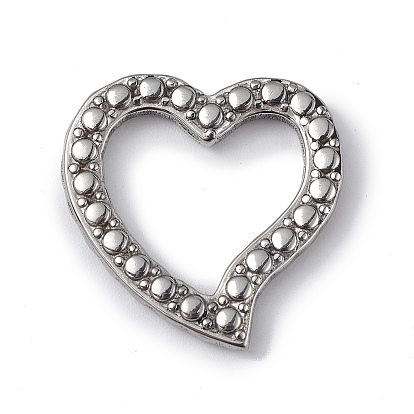 304 Stainless Steel Linking Rings, Bumpy, Asymmetrical Heart