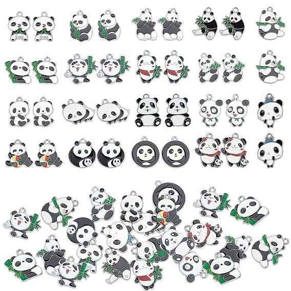 Pandahall elite 34pcs 17 pendentif en alliage émaillé de style, panda