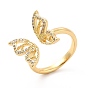 Открытое кольцо-манжета с бабочкой из прозрачного кубического циркония, украшения из латуни для женщин