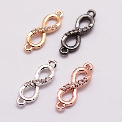 Brass Micro Pave Cubic Zirconia Links, Infinity, Lead Free & Nickel Free & Cadmium Free