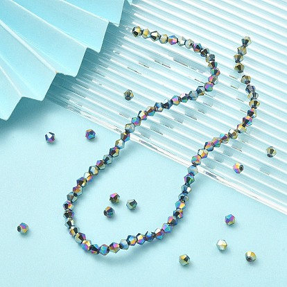 Perles en verre electroplate, toupie avec facettes