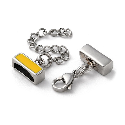 304 Stainless Steel Chain Extender, with Lobster Claw Clasps and Enamel Rectangle Chain Tabs