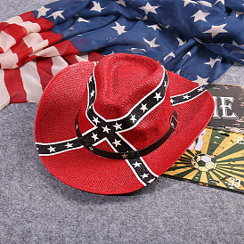 Star Pattern Knitting Hats, American Flag Western Cowboy Hat for Men Boys Kids