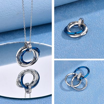 201 de enclavamiento de acero inoxidable colgantes anillo, con diamantes de imitación de cristal