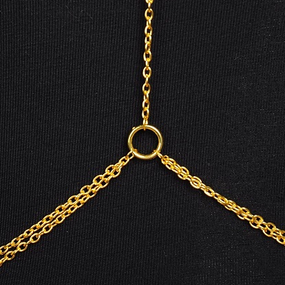 Двойное ожерелье тело цепь слой для сексуальных женщин, с железными цепями и сплавлчгымт застежками , 18 дюйм
