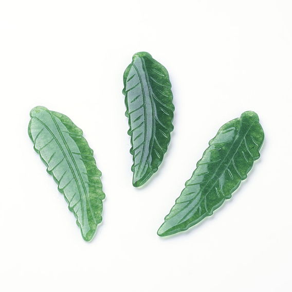 Natural Jade Big Pendants, Dyed, Leaf