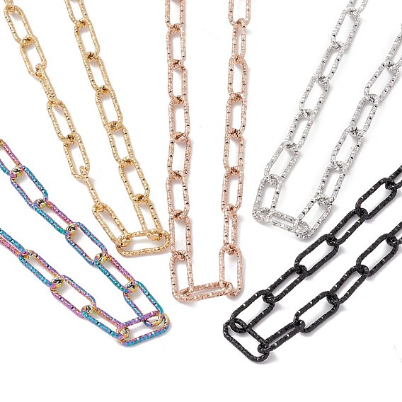 304 collar de cadena de clip de papel texturizado de acero inoxidable para mujer