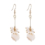 Dangle Earrings, Cluster Earrings, with Faceted Glass Beads, Natural Freshwater Shell and Brass Earring Hooks, Scallop Shape