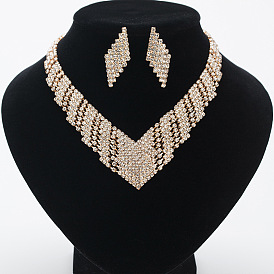 Потрясающий комплект женского ожерелья и сережек с кристаллами n336 - украшения в европейском стиле