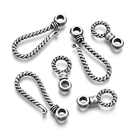 Tibetan Style Alloy Hook and Eye Clasps, Cadmium Free & Lead Free