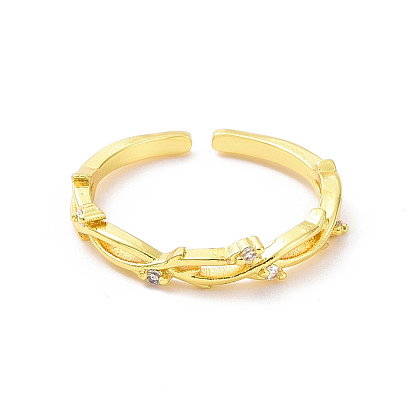 Прозрачное кольцо-манжета с ветвью кубического циркония, украшения из латуни для женщин