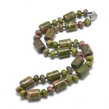 Gemstone Beaded Necklaces, with Alloy Lobster Clasps, Column