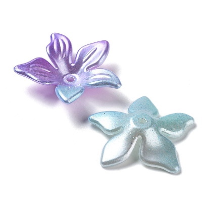 Perles de résine opaques de couleur dégradée, fleur et feuille et papillon, formes mixtes