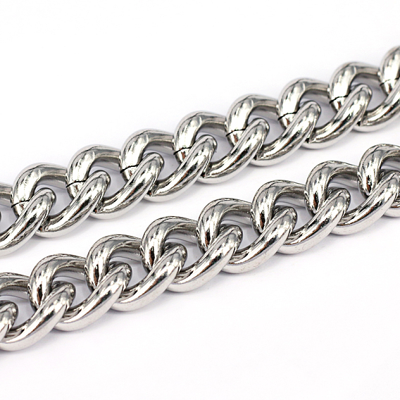 201 Stainless Steel Cuban Link Chains, Curb Chains, Unwelded