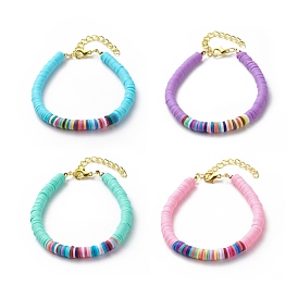 4 pcs 4 bracelet de perles de surfeur heishi en argile polymère de couleur fait à la main, bracelets preppy empilables pour femmes