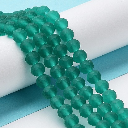 Chapelets de perles en verre transparentes  , facette, givré, rondelle