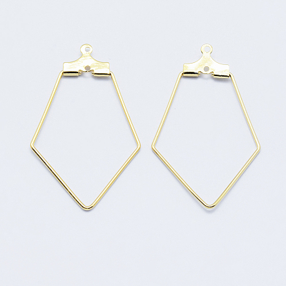 Long-Lasting Plated Brass Pendants, Hoop Earring Findings, Nickel Free, Rhombus