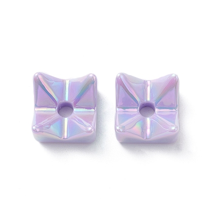 Perlas de acrílico opaco iridiscente chapado uv, cuentas de cubo combinadas, perlas entrelazadas