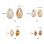 4 Style Natural Mixed Cowrie Shell Beads, Cowrie Shell & Trumpet Shell & Spiral Shell Beads