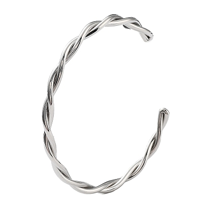 304 Stainless Steel Twisted Rope Cuff Bangles for Women