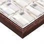 Jewelry Display Trays, Wood and Organic Glass Cuboid Presentation Boxes, 12 Compartments, 180x250x35mm, Compartment: about 49x48x29mm