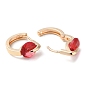Rack Plating Brass Micro Pave Red Cubic Zirconia Hoop Earrings, Diamond