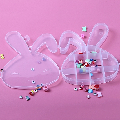 9 rejillas cajas organizadoras de plástico con forma de conejo, Contenedor de almacenamiento para joyas de cuentas, artículos pequeños para decoración de uñas