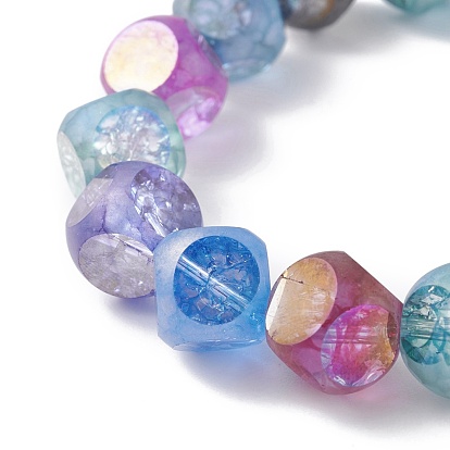 Bracelet extensible en perles de verre craquelées bling, bracelet perles rondes facettes pour fille femme